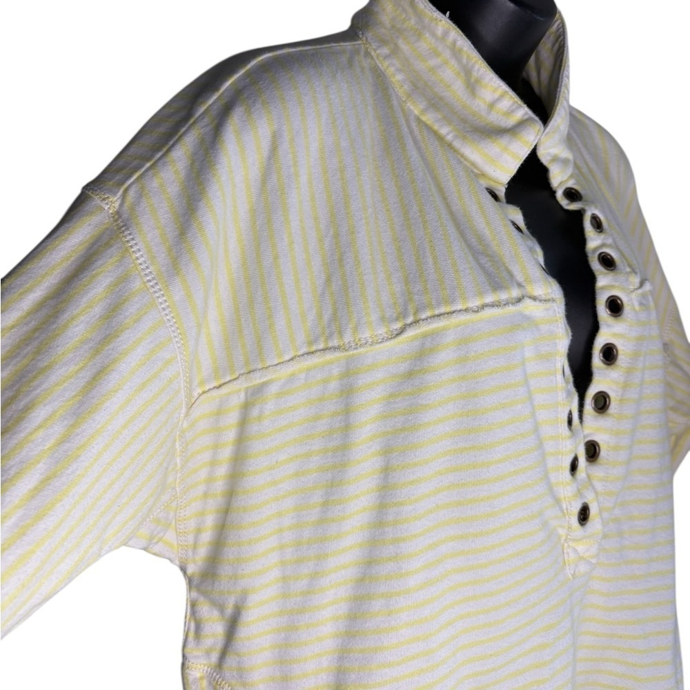 Pilcro Spiced Henley Sweatshirt, Anthropologie, size M Yellow & White - Picture 12 of 14